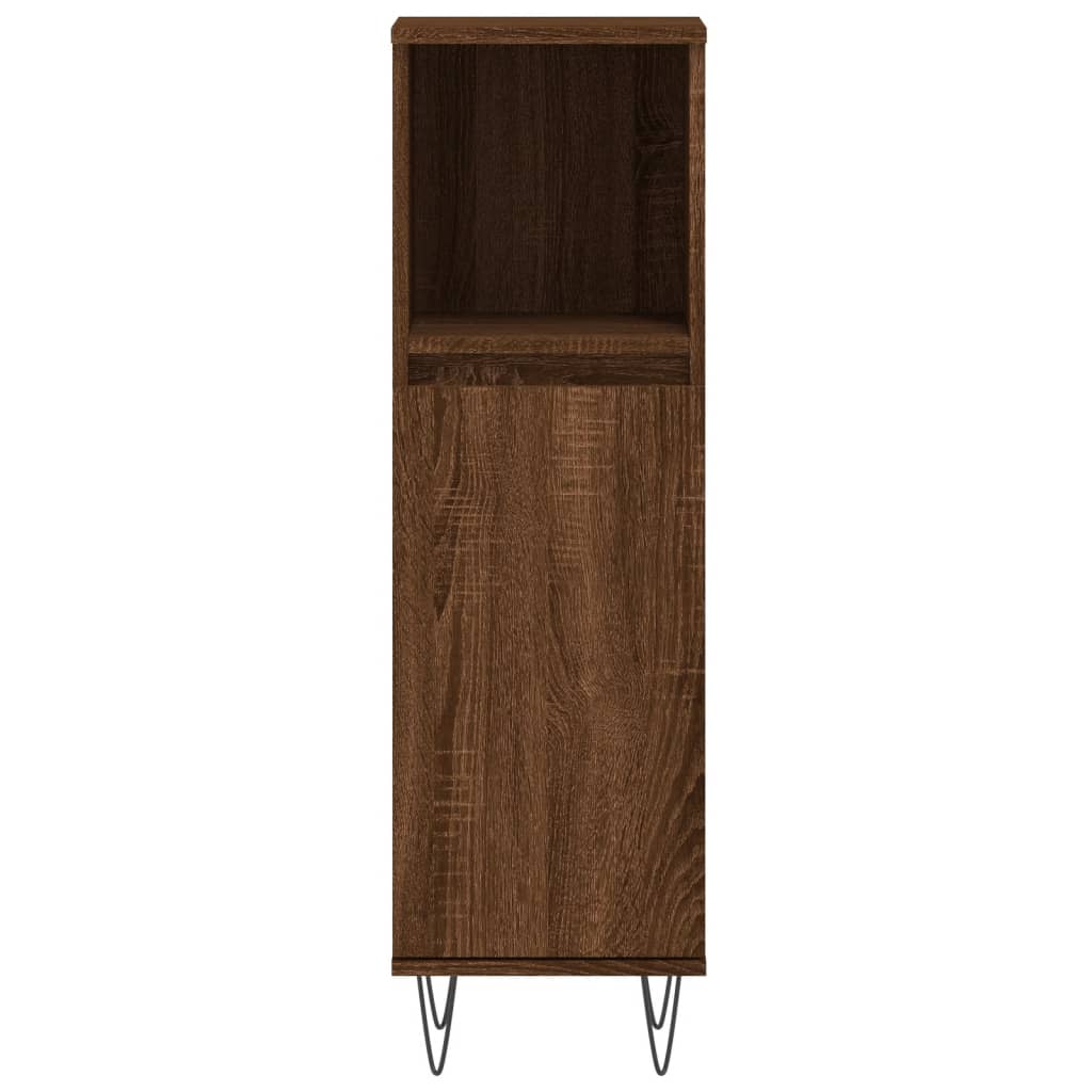 Brown Oak Bathroom Cabinet - 30x30x100 cm Engineered Wood