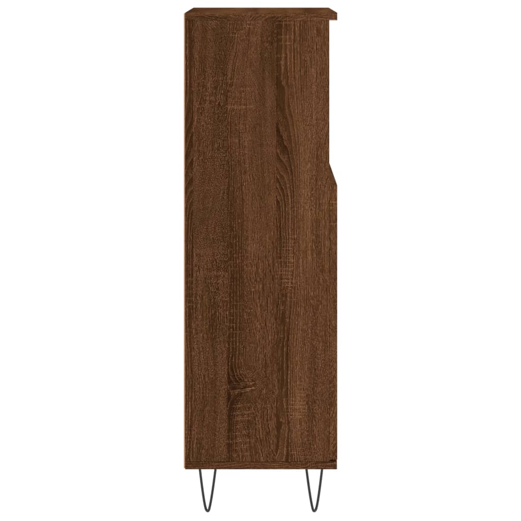 Brown Oak Bathroom Cabinet - 30x30x100 cm Engineered Wood
