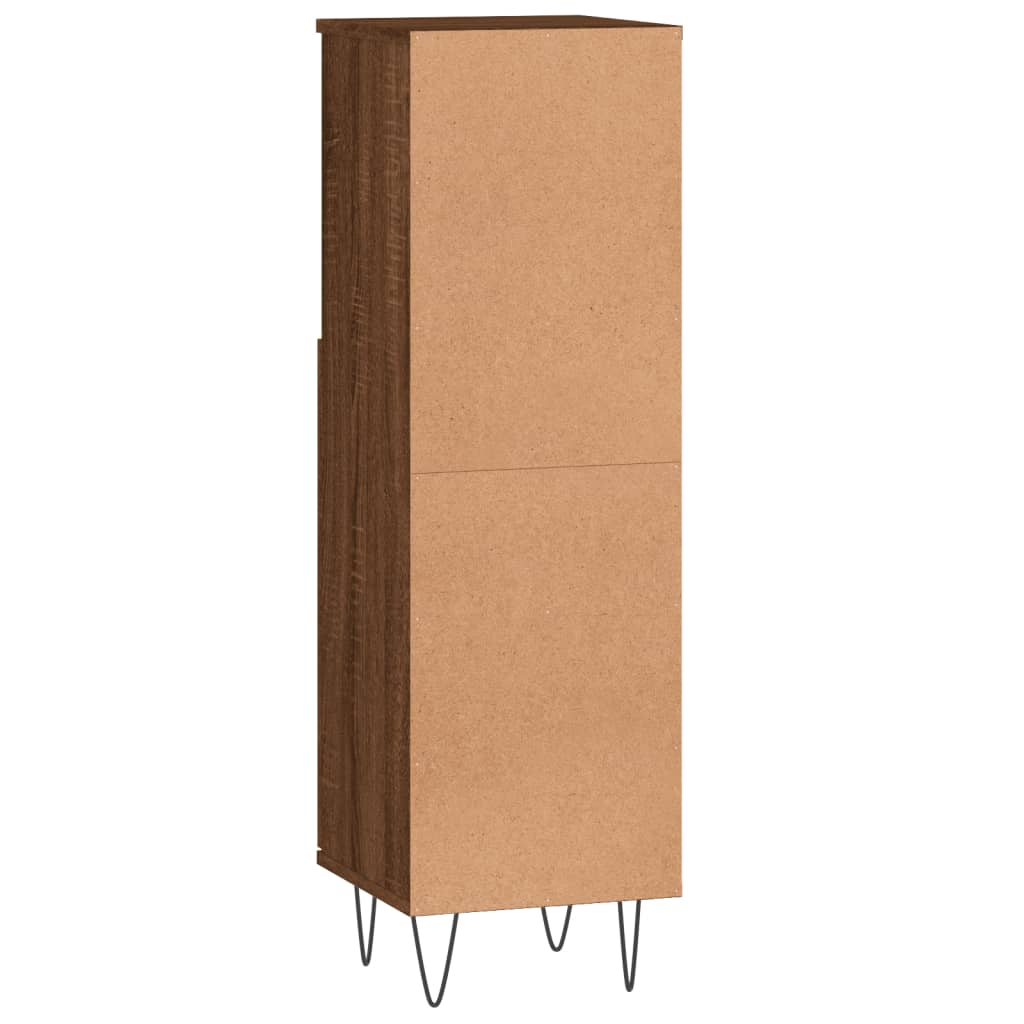 Brown Oak Bathroom Cabinet - 30x30x100 cm Engineered Wood