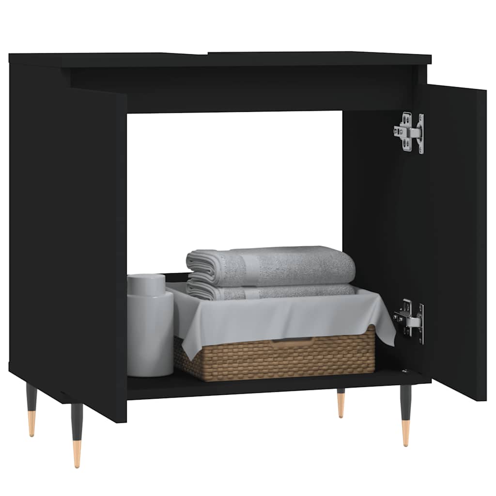 Black Engineered Wood Bathroom Cabinet - 58x33x60 cm