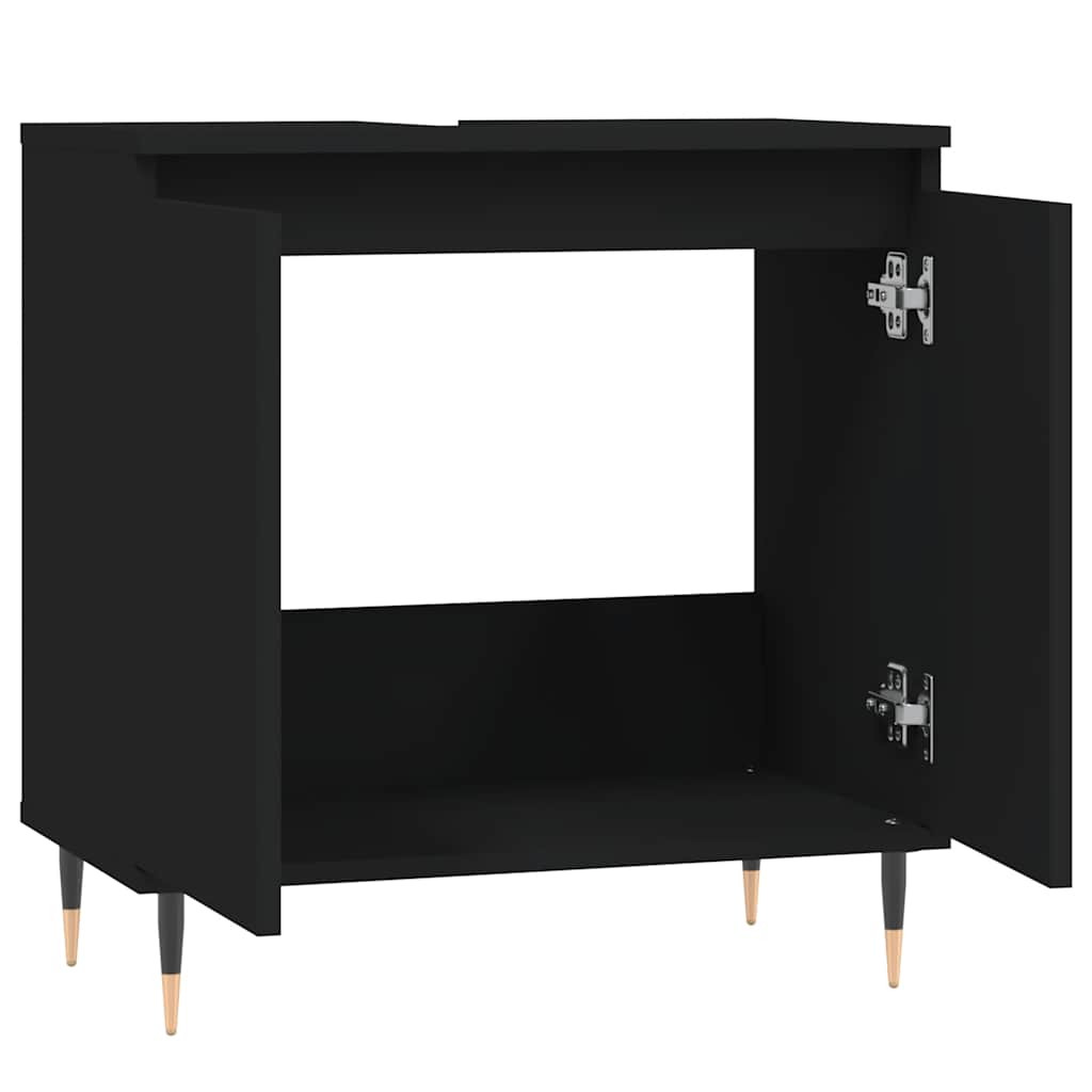 Black Engineered Wood Bathroom Cabinet - 58x33x60 cm