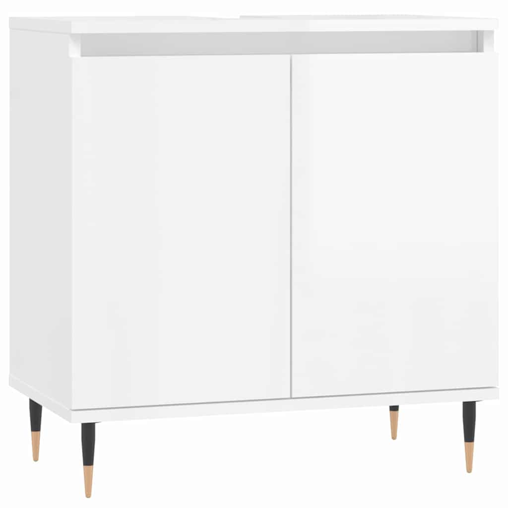 High Gloss White Bathroom Cabinet 58x33x60 cm - Engineered Wood