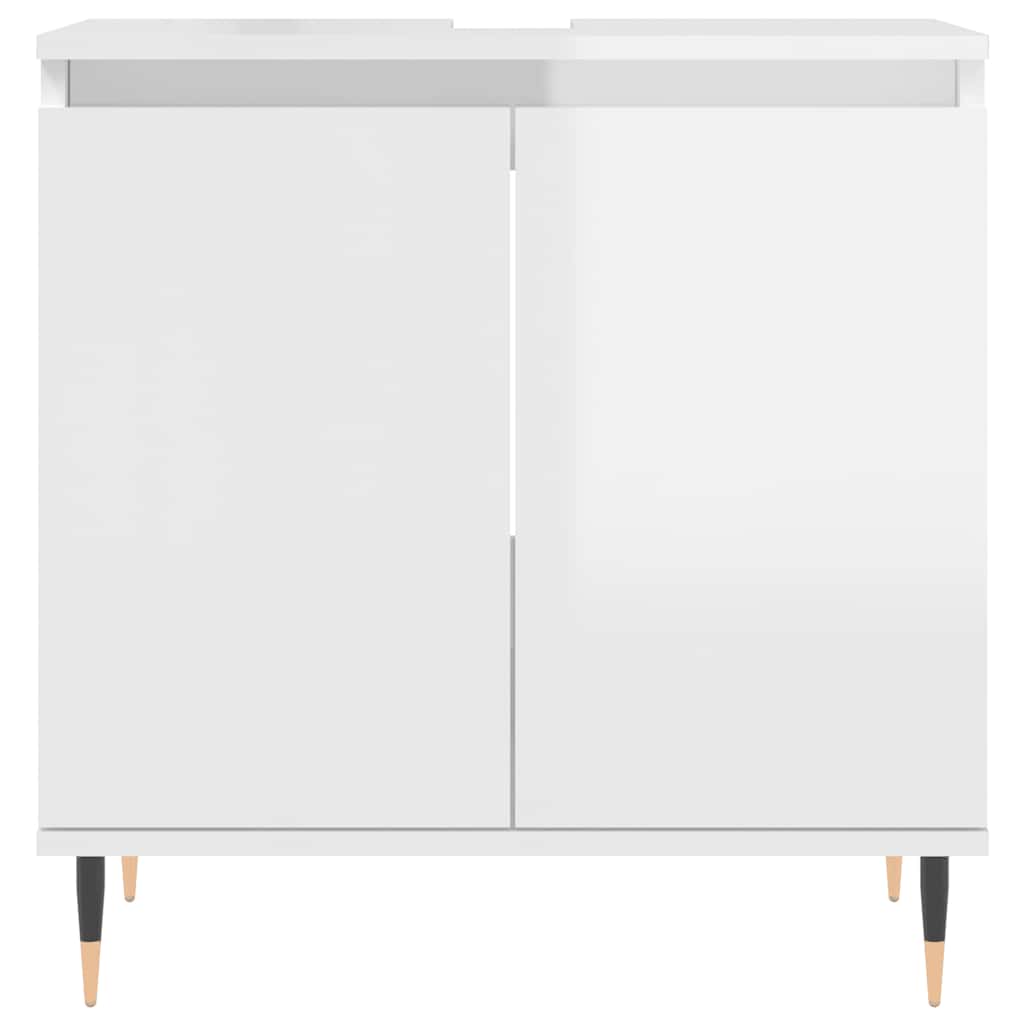 High Gloss White Bathroom Cabinet 58x33x60 cm - Engineered Wood