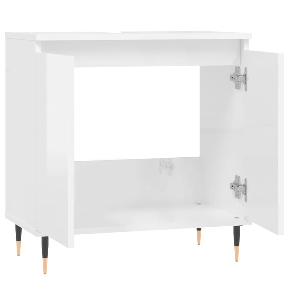 High Gloss White Bathroom Cabinet 58x33x60 cm - Engineered Wood