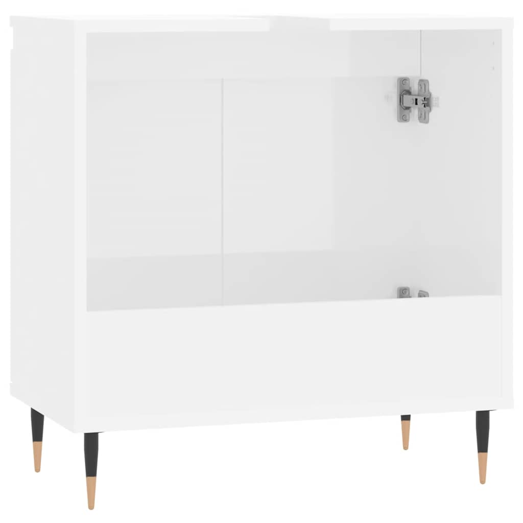 High Gloss White Bathroom Cabinet 58x33x60 cm - Engineered Wood