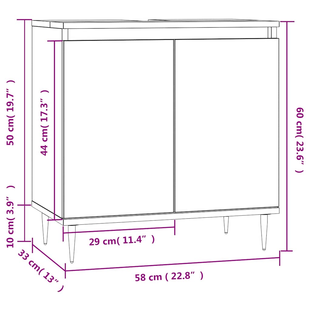 Sonoma Oak Bathroom Cabinet - 58x33x60 cm Engineered Wood