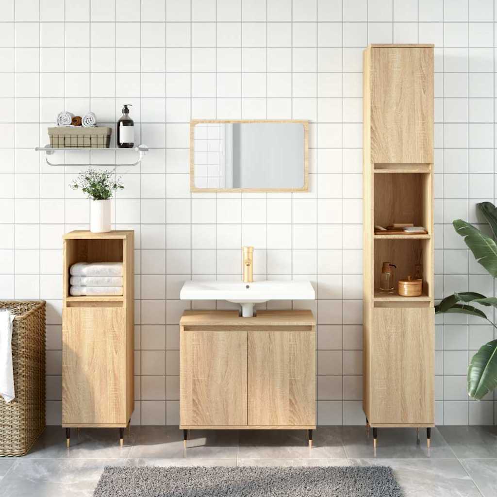 Sonoma Oak Bathroom Cabinet - 58x33x60 cm Engineered Wood