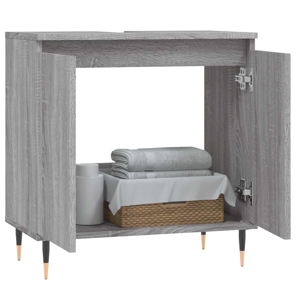 Grey Sonoma Bathroom Cabinet - 58x33x60 cm Engineered Wood