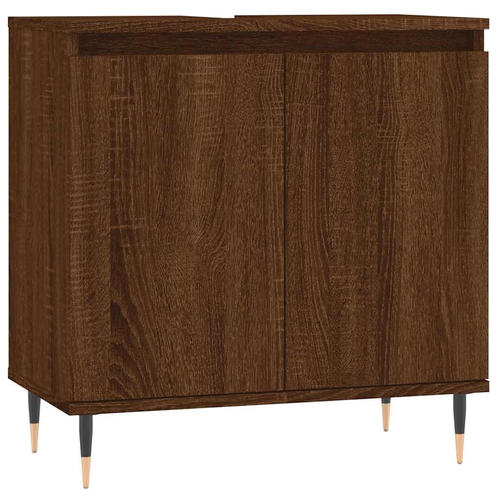 Engineered Wood Bathroom Cabinet - Brown Oak, 58x33x60 cm