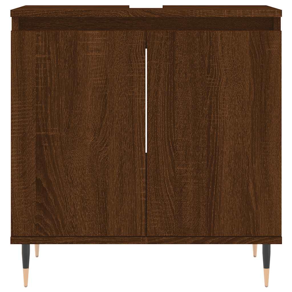Engineered Wood Bathroom Cabinet - Brown Oak, 58x33x60 cm