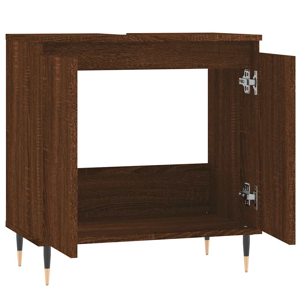 Engineered Wood Bathroom Cabinet - Brown Oak, 58x33x60 cm