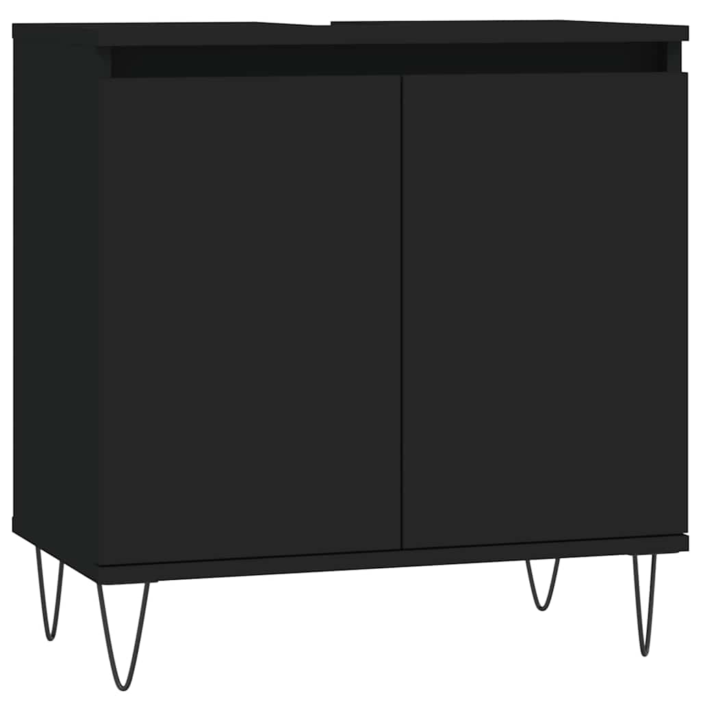 Black Engineered Wood Bathroom Cabinet - 58x33x60 cm