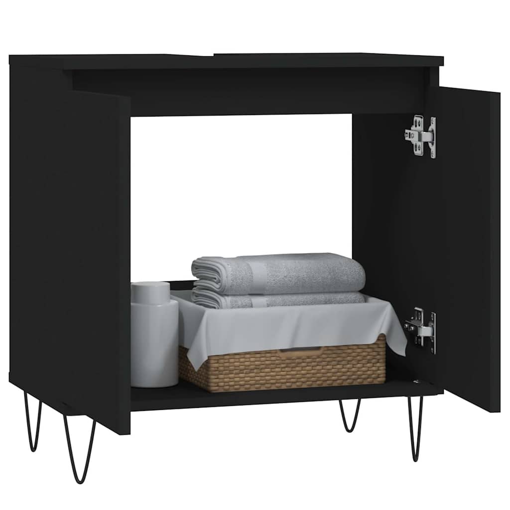 Black Engineered Wood Bathroom Cabinet - 58x33x60 cm