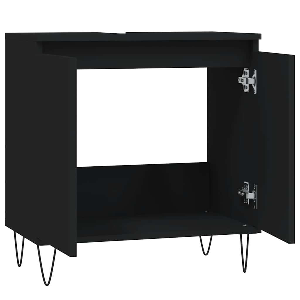 Black Engineered Wood Bathroom Cabinet - 58x33x60 cm