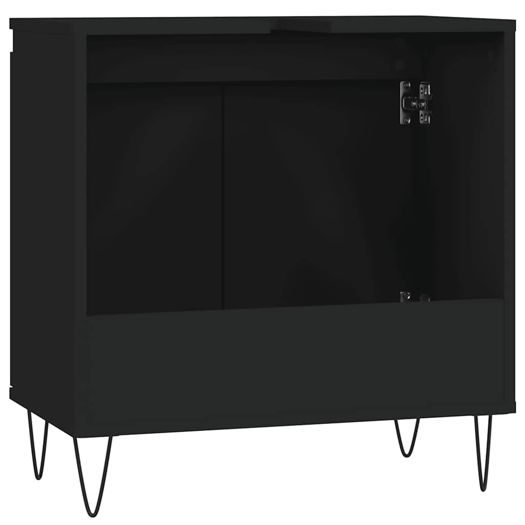 Black Engineered Wood Bathroom Cabinet - 58x33x60 cm