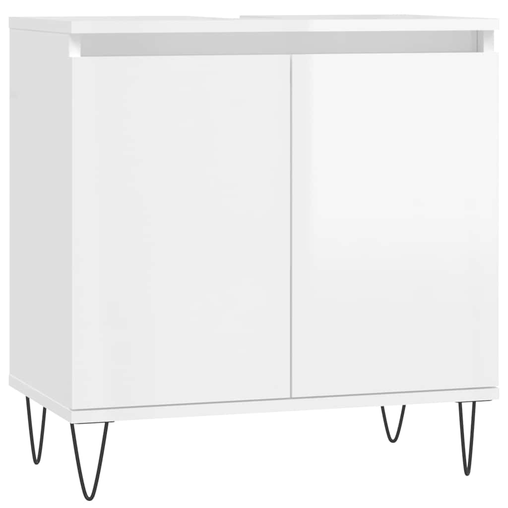 High Gloss White Bathroom Cabinet, 58x33x60 cm, Engineered Wood