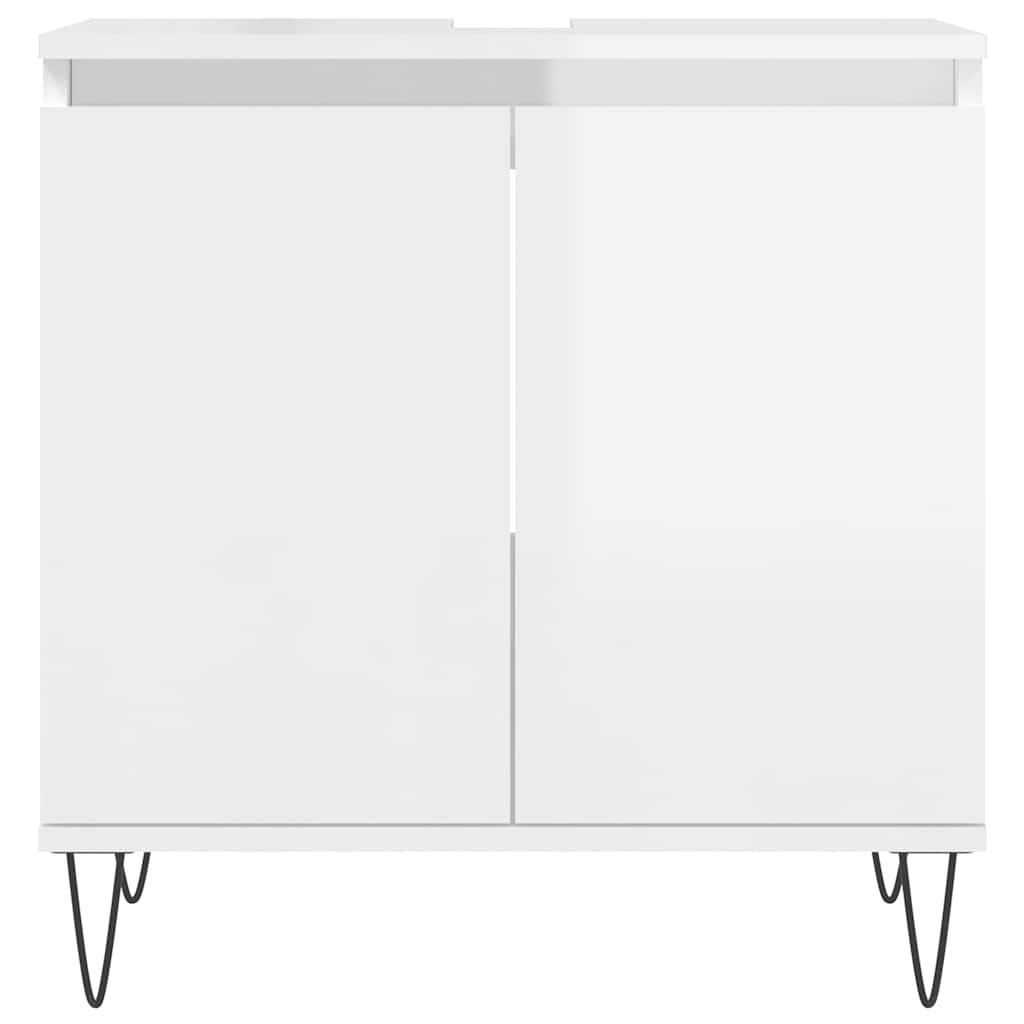 High Gloss White Bathroom Cabinet, 58x33x60 cm, Engineered Wood
