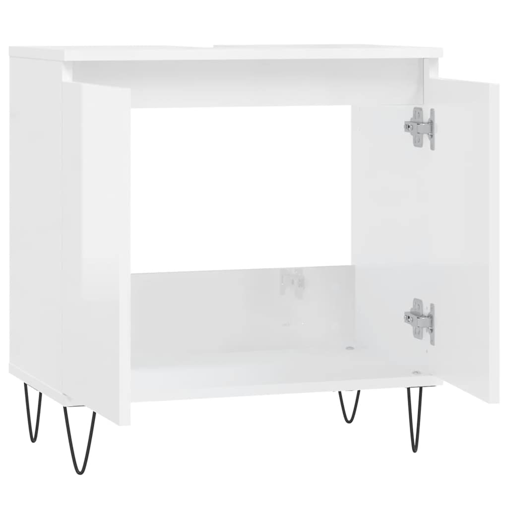 High Gloss White Bathroom Cabinet, 58x33x60 cm, Engineered Wood