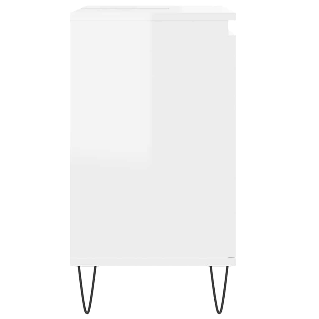 High Gloss White Bathroom Cabinet, 58x33x60 cm, Engineered Wood