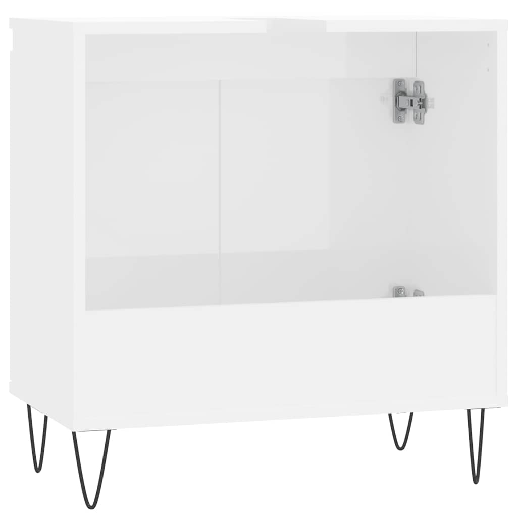 High Gloss White Bathroom Cabinet, 58x33x60 cm, Engineered Wood
