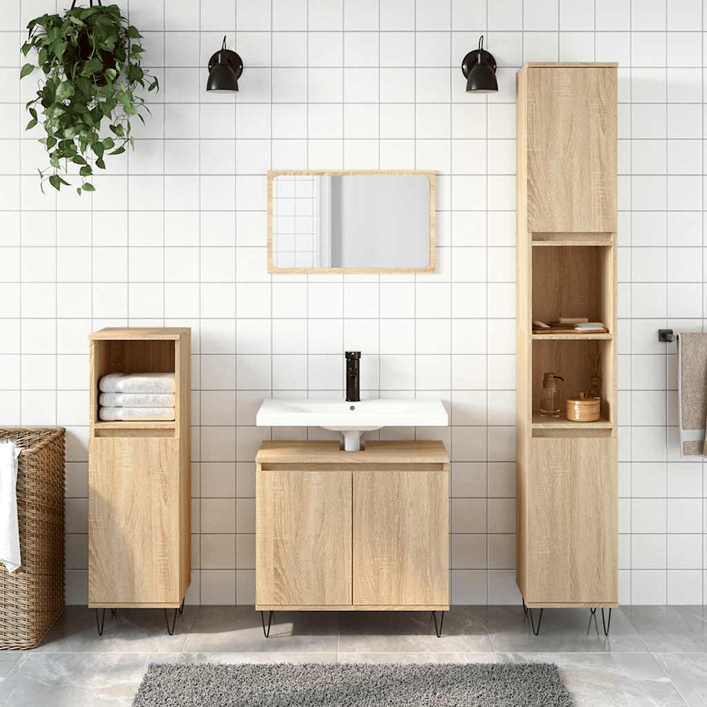 Sonoma Oak Bathroom Cabinet 58x33x60 cm - Engineered Wood