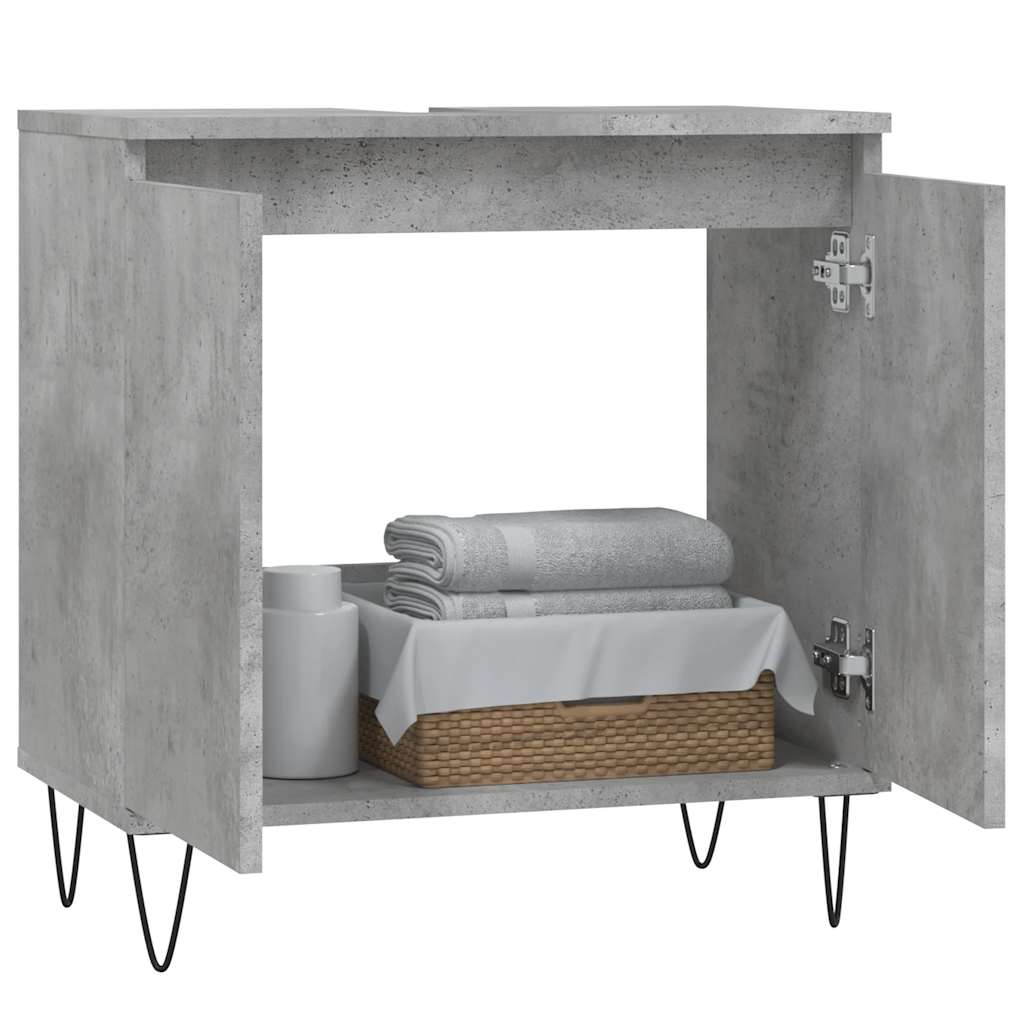 Concrete Grey Engineered Wood Bathroom Cabinet 58x33x60 cm