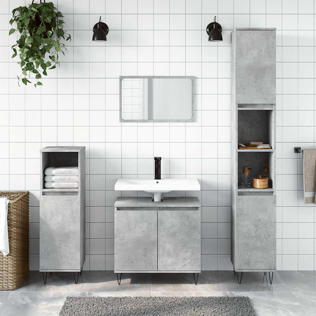 Concrete Grey Engineered Wood Bathroom Cabinet 58x33x60 cm