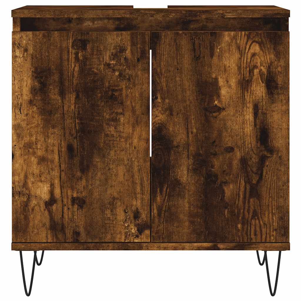 Smoked Oak Bathroom Cabinet - Engineered Wood 58x33x60 cm