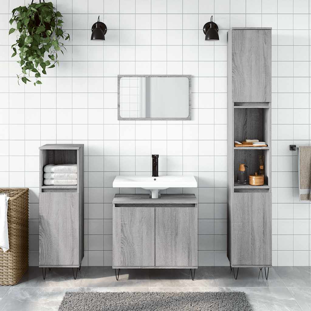 Grey Sonoma Bathroom Cabinet - 58x33x60 cm Engineered Wood