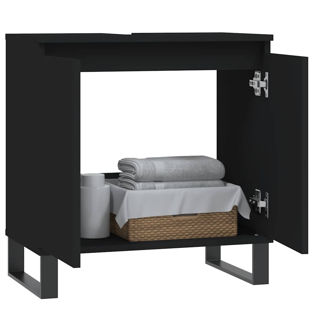 Black Engineered Wood Bathroom Cabinet – 58x33x60 cm