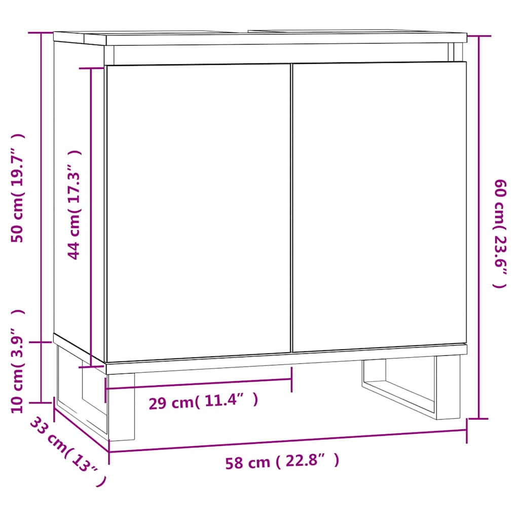 Black Engineered Wood Bathroom Cabinet – 58x33x60 cm