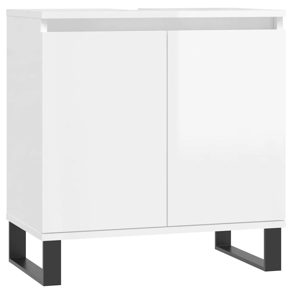 High Gloss White Bathroom Cabinet in Engineered Wood 58x33x60 cm