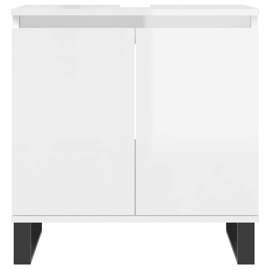 High Gloss White Bathroom Cabinet in Engineered Wood 58x33x60 cm