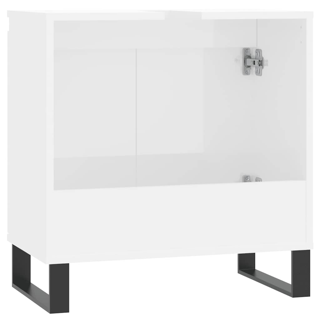 High Gloss White Bathroom Cabinet in Engineered Wood 58x33x60 cm