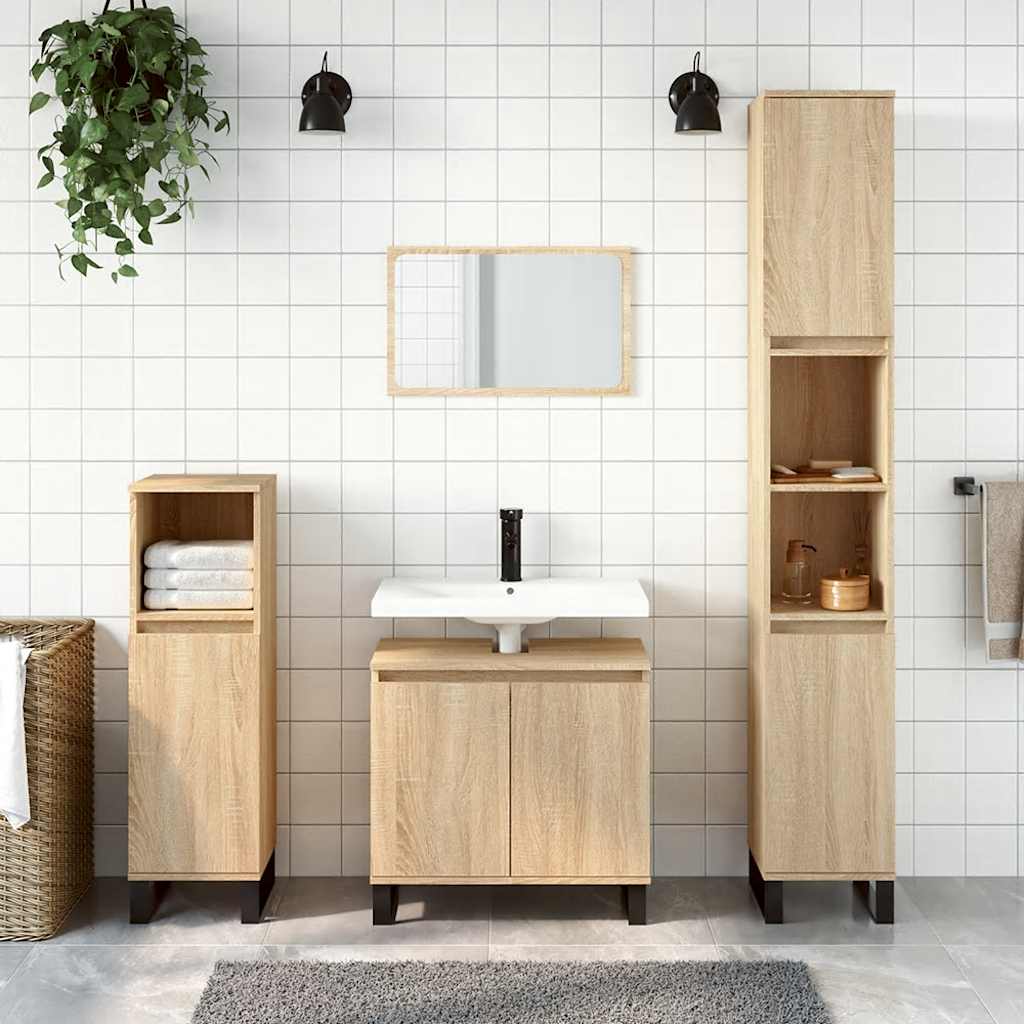 Sonoma Oak Bathroom Cabinet 58x33x60 cm - Engineered Wood