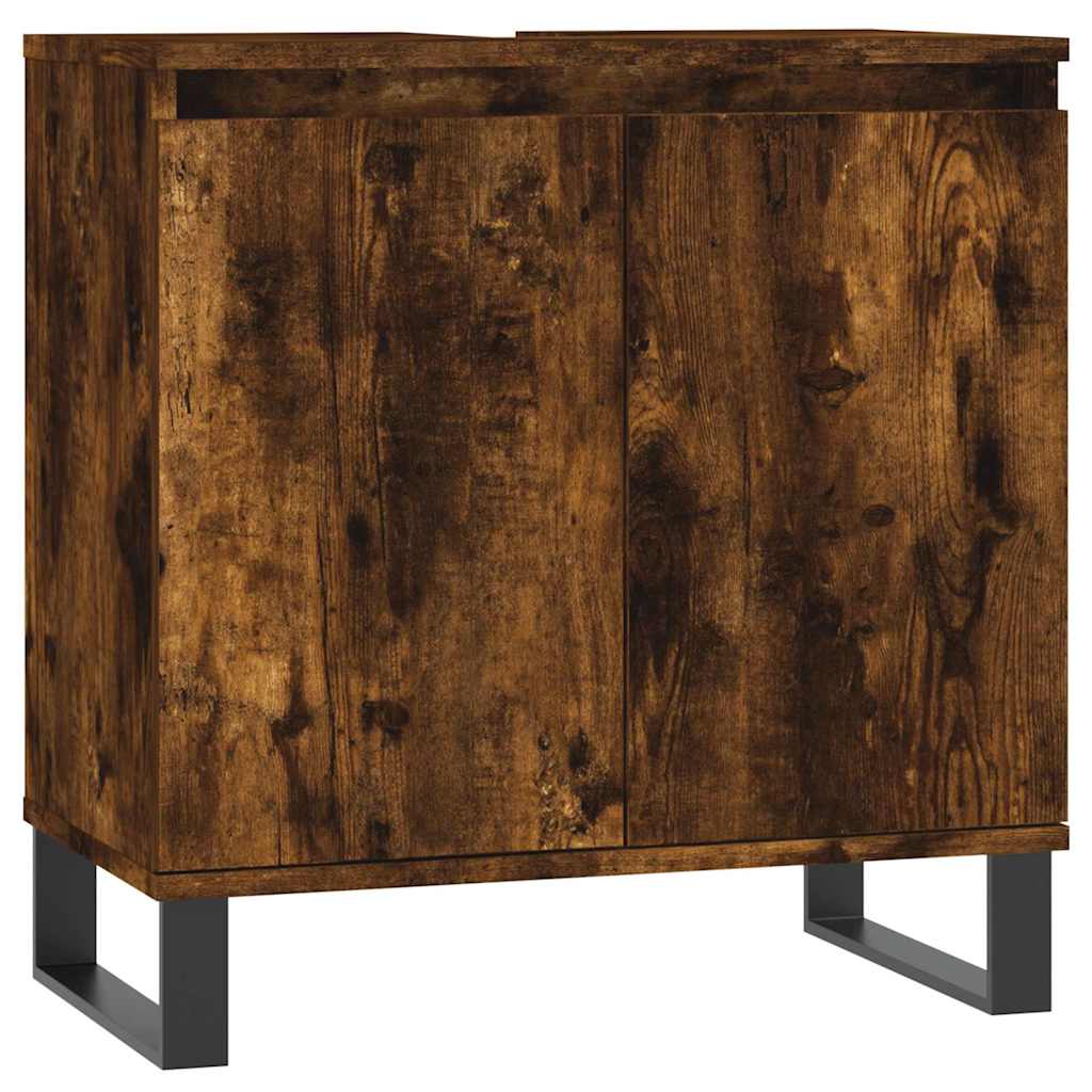 Smoked Oak Bathroom Cabinet - Engineered Wood 58x33x60 cm