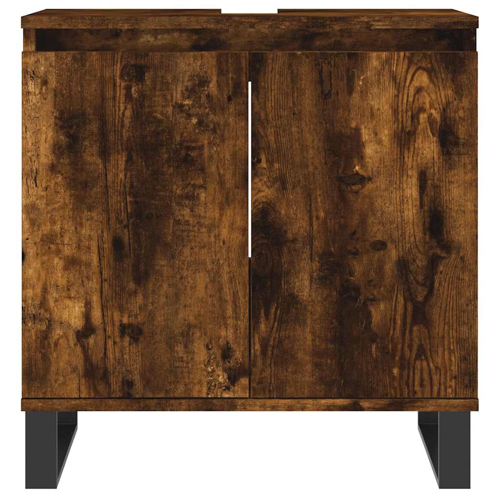 Smoked Oak Bathroom Cabinet - Engineered Wood 58x33x60 cm