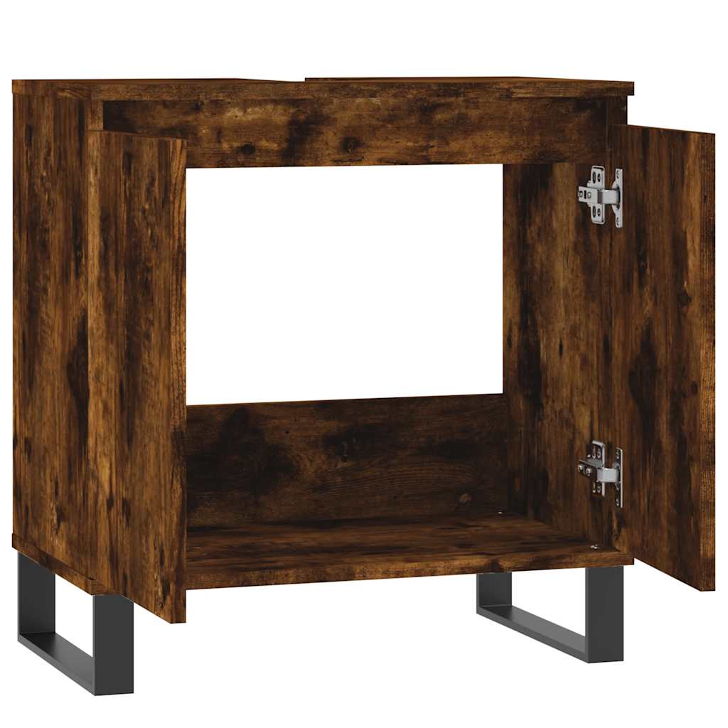 Smoked Oak Bathroom Cabinet - Engineered Wood 58x33x60 cm