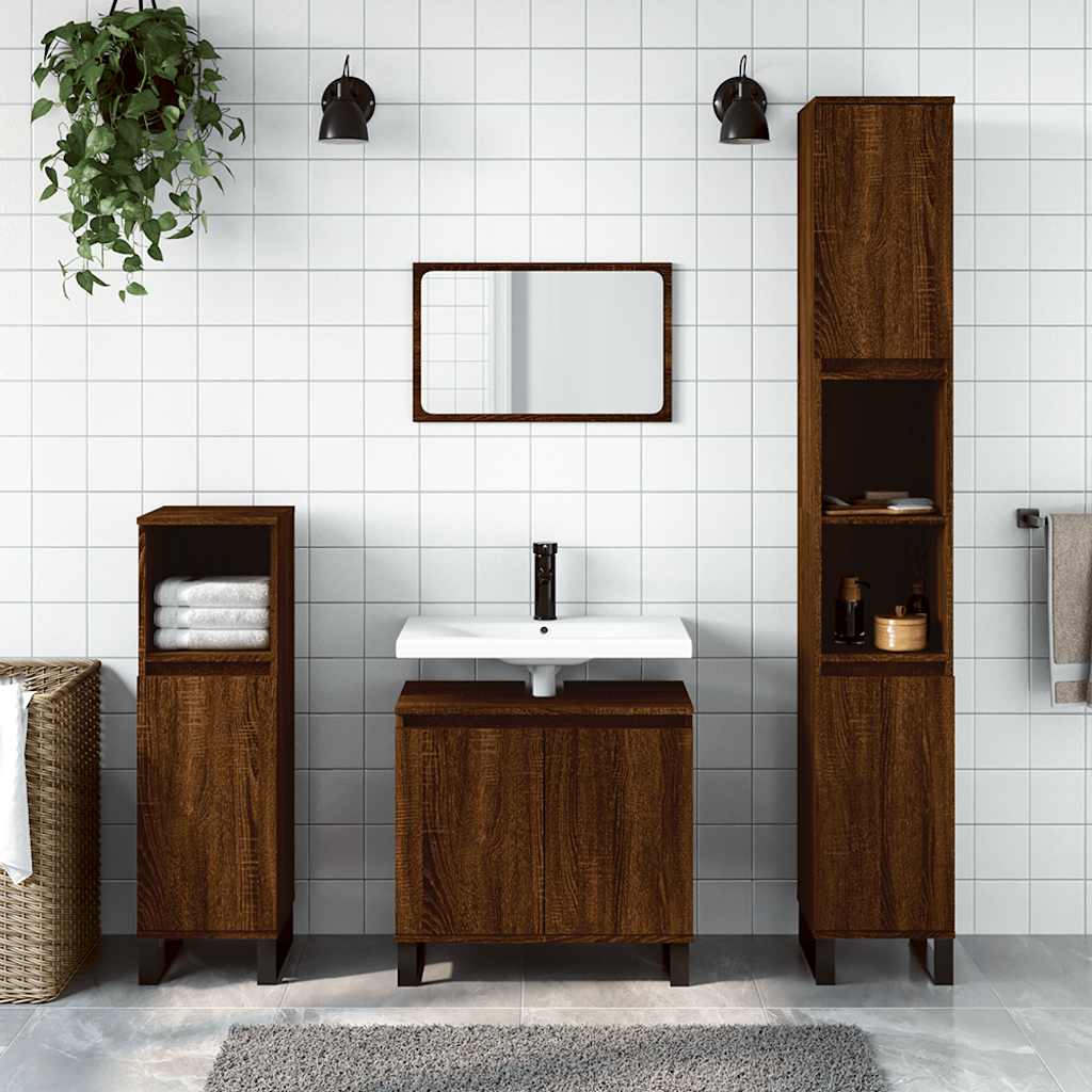 Brown Oak Bathroom Cabinet, 58x33x60 cm, Engineered Wood