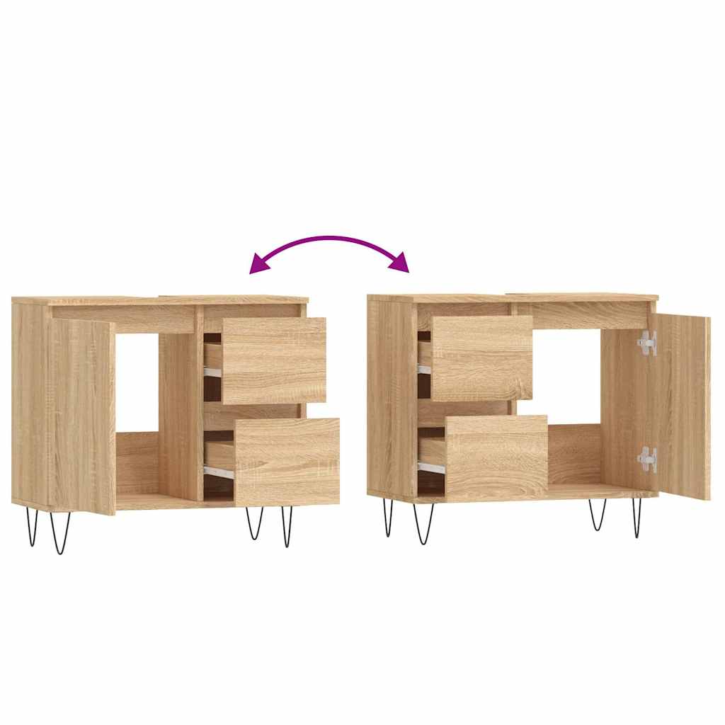 Sonoma Oak Bathroom Cabinet 65x33x60 cm - Engineered Wood