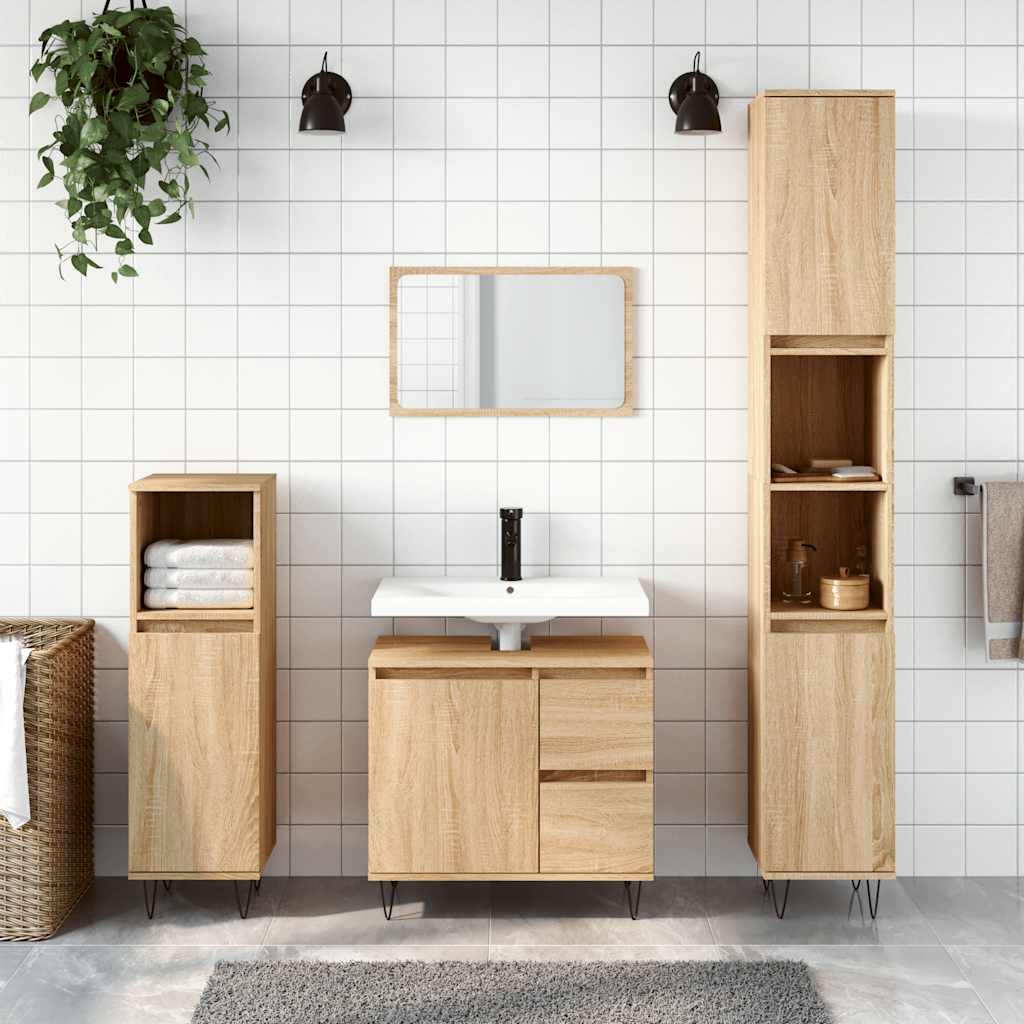 Sonoma Oak Bathroom Cabinet 65x33x60 cm - Engineered Wood
