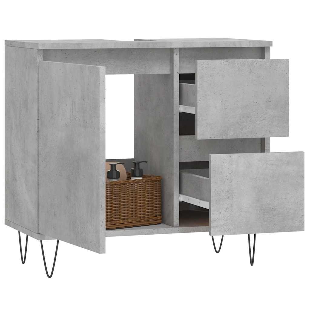 Concrete Grey Bathroom Cabinet, 65x33x60 cm, Engineered Wood