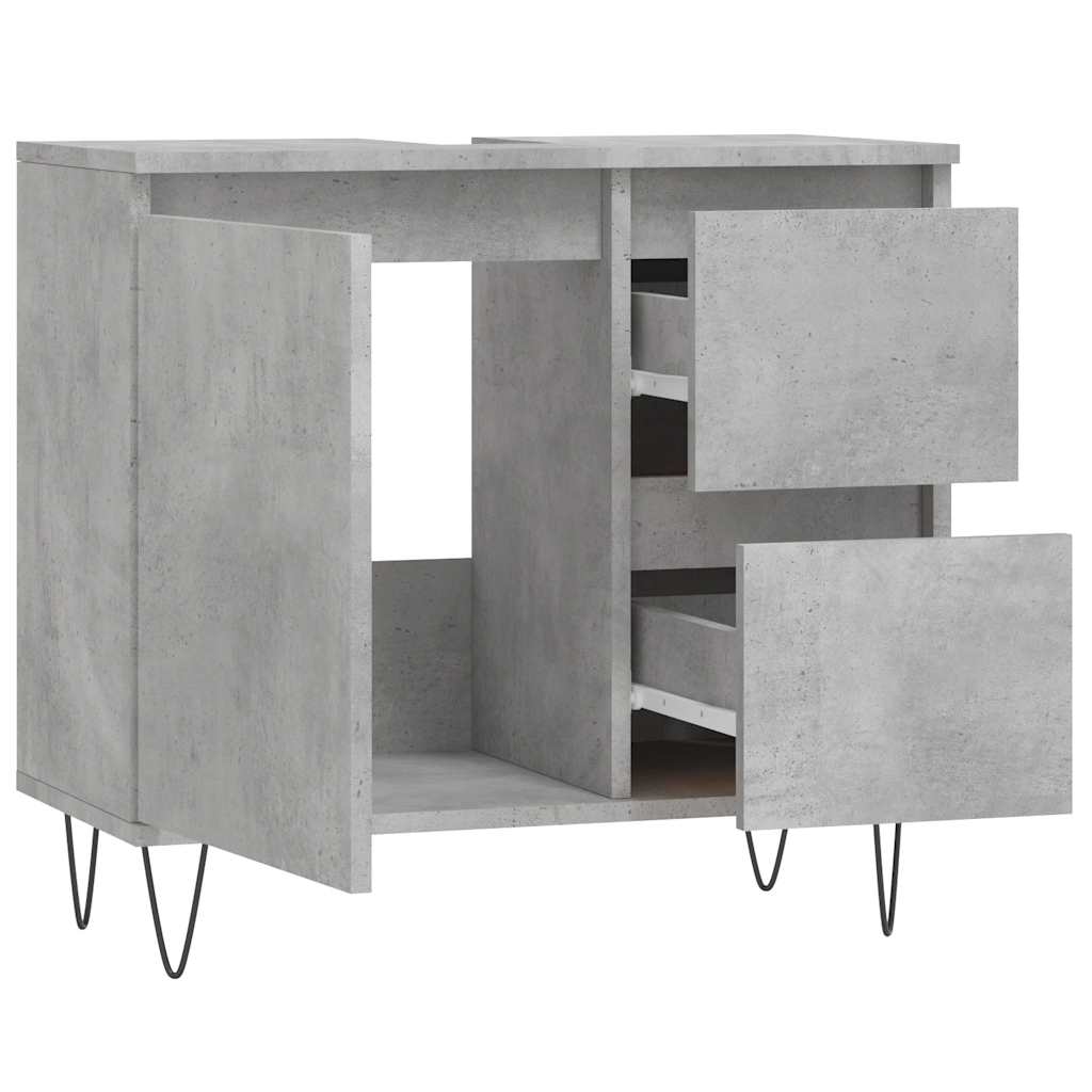 Concrete Grey Bathroom Cabinet, 65x33x60 cm, Engineered Wood