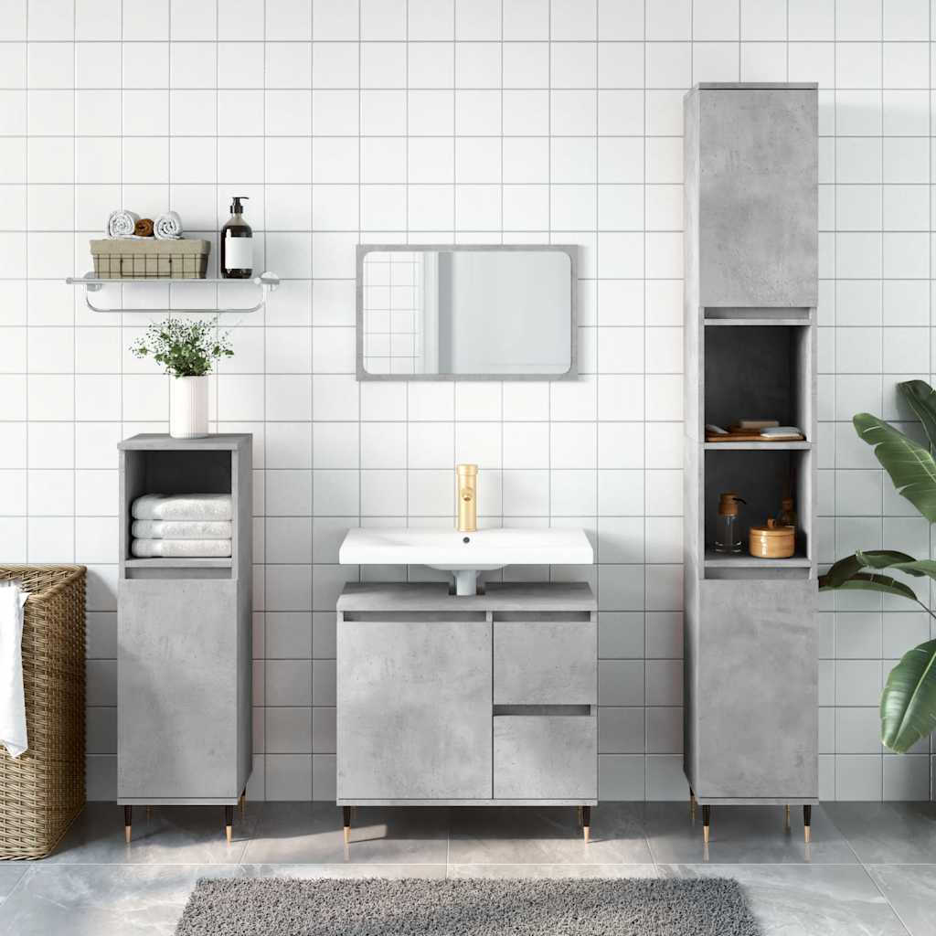 Concrete Grey Bathroom Cabinet, 65x33x60 cm, Engineered Wood