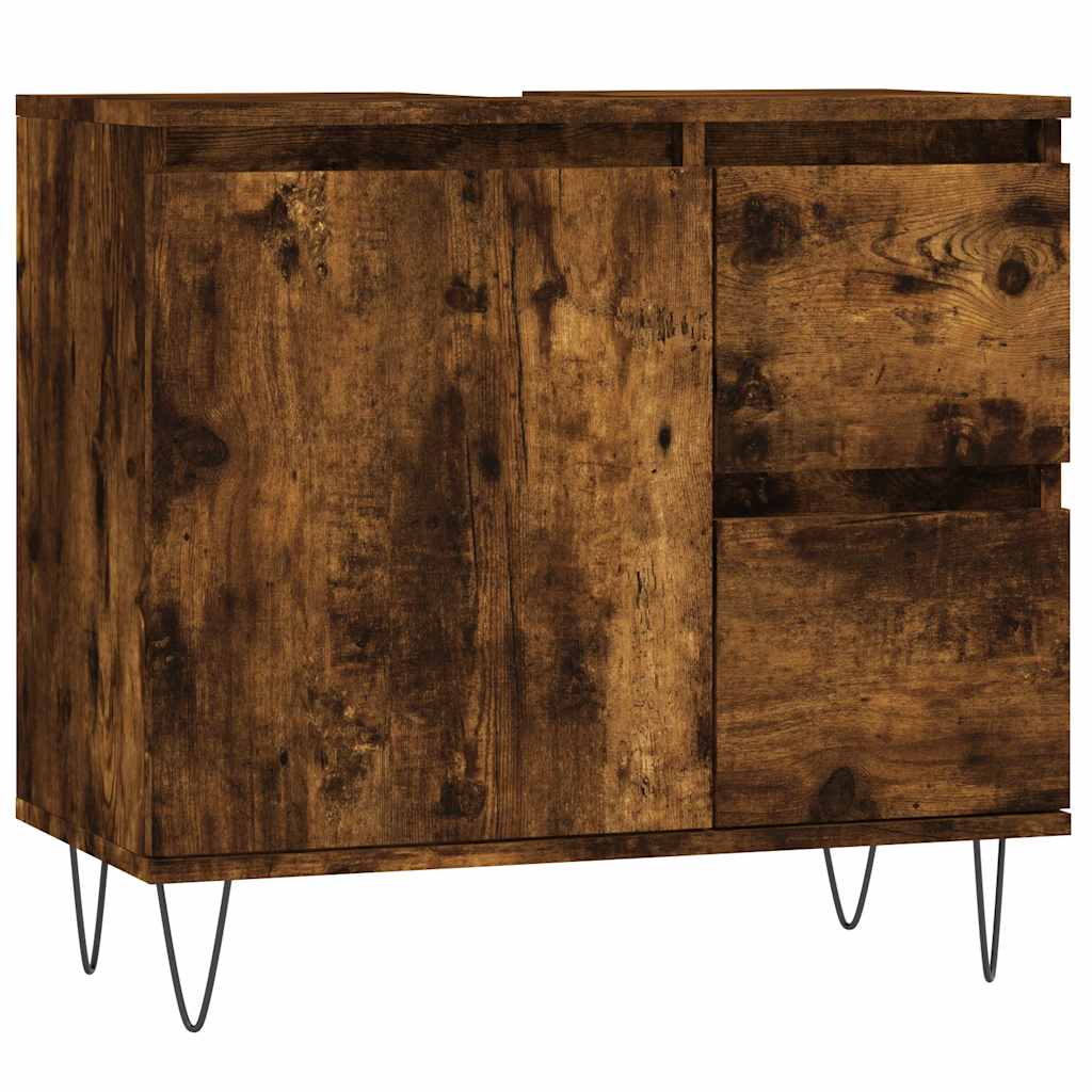 Smoked Oak Bathroom Cabinet, 65x33x60 cm, Engineered Wood