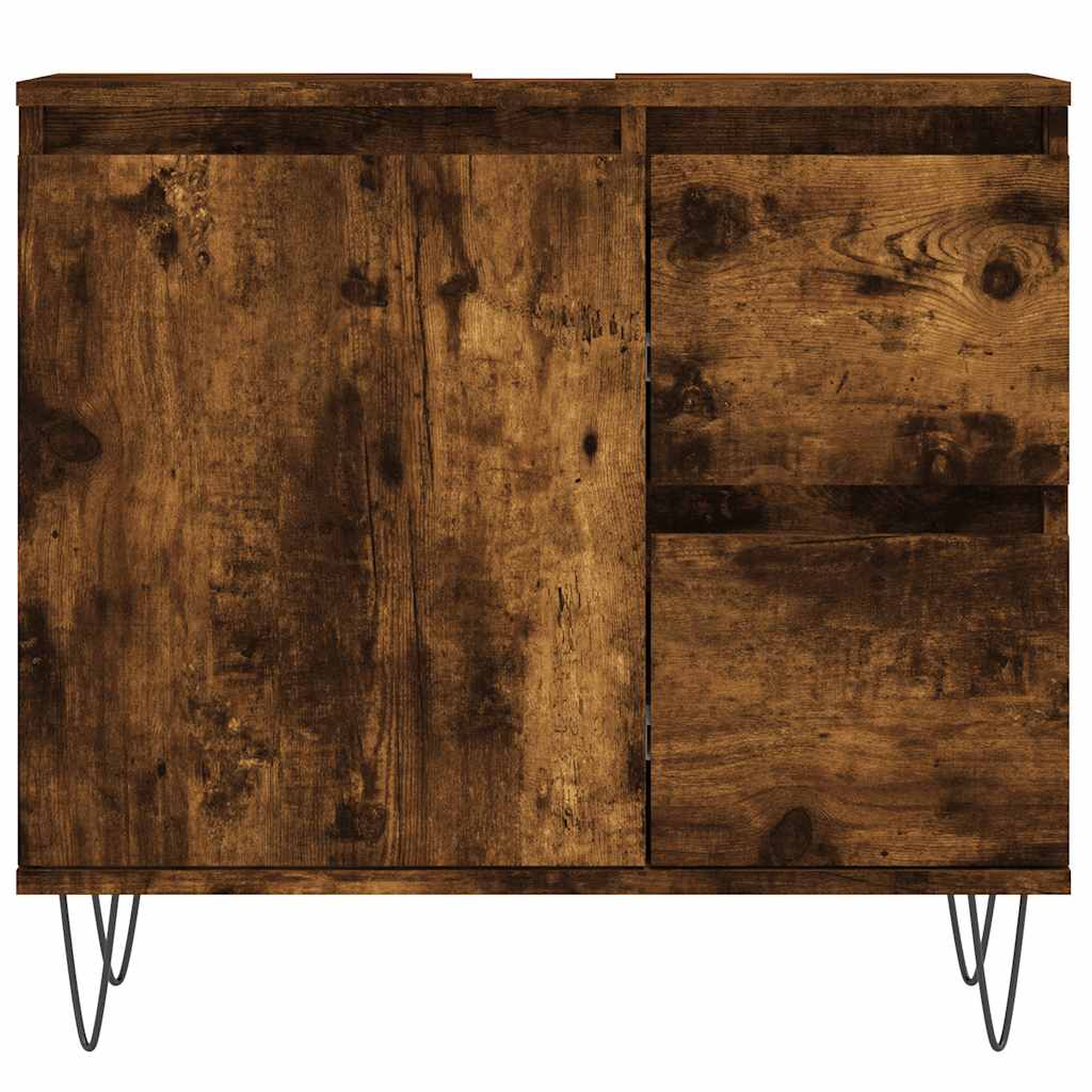 Smoked Oak Bathroom Cabinet, 65x33x60 cm, Engineered Wood