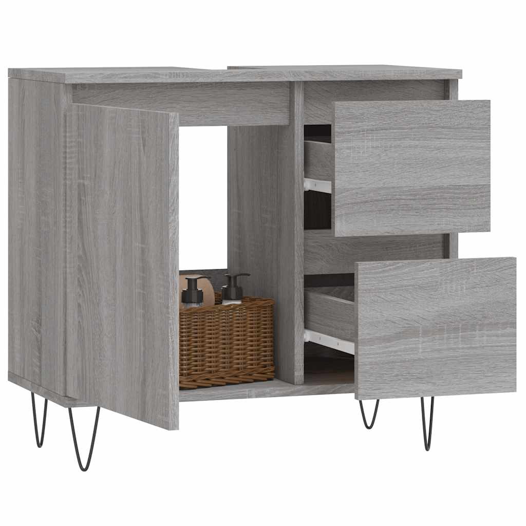 Sonoma Grey Bathroom Cabinet - Engineered Wood 65x33x60cm