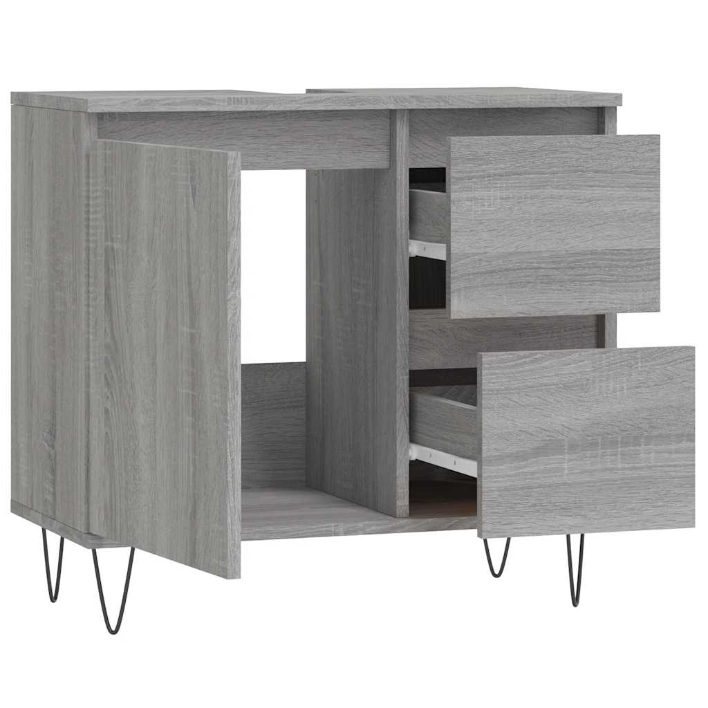 Sonoma Grey Bathroom Cabinet - Engineered Wood 65x33x60cm