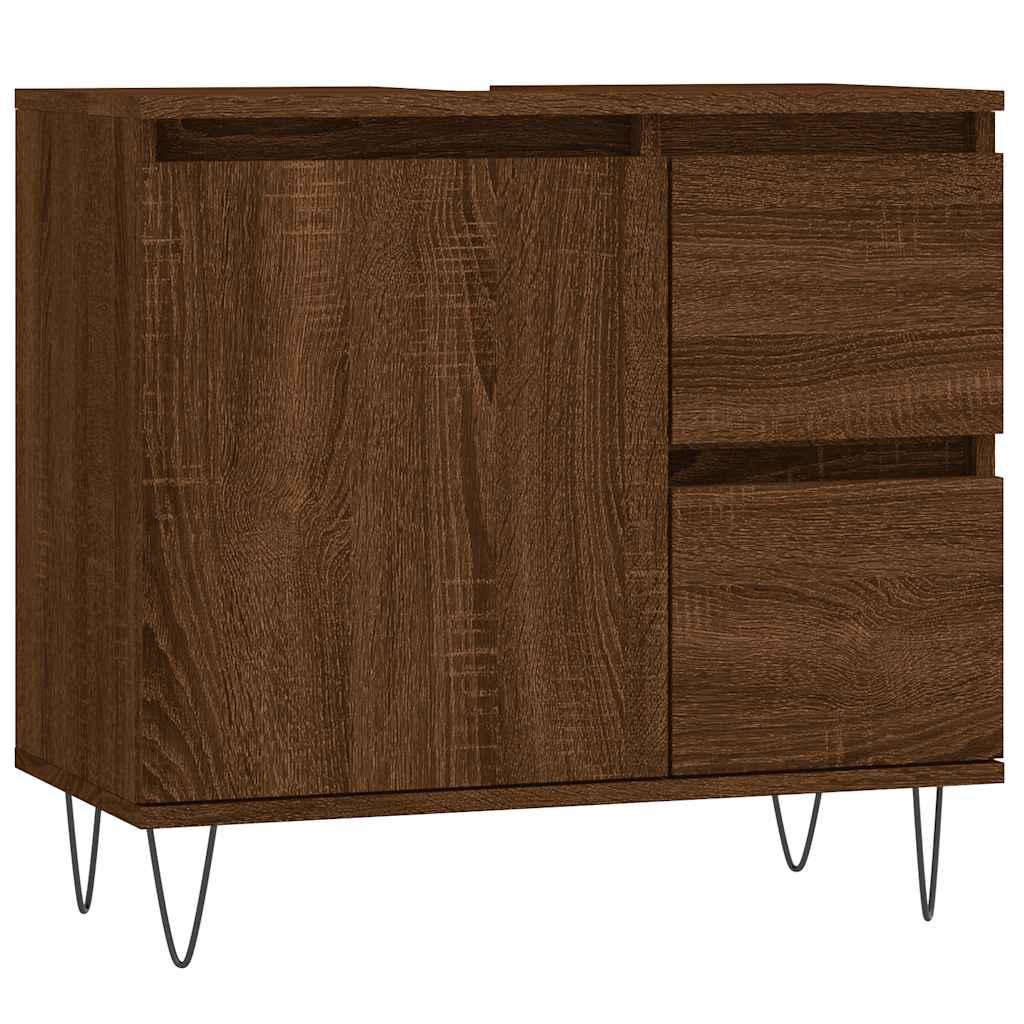 Brown Oak Bathroom Cabinet, 65x33x60 cm, Engineered Wood