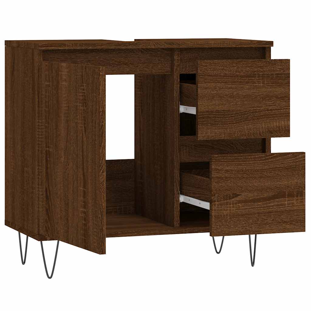 Brown Oak Bathroom Cabinet, 65x33x60 cm, Engineered Wood